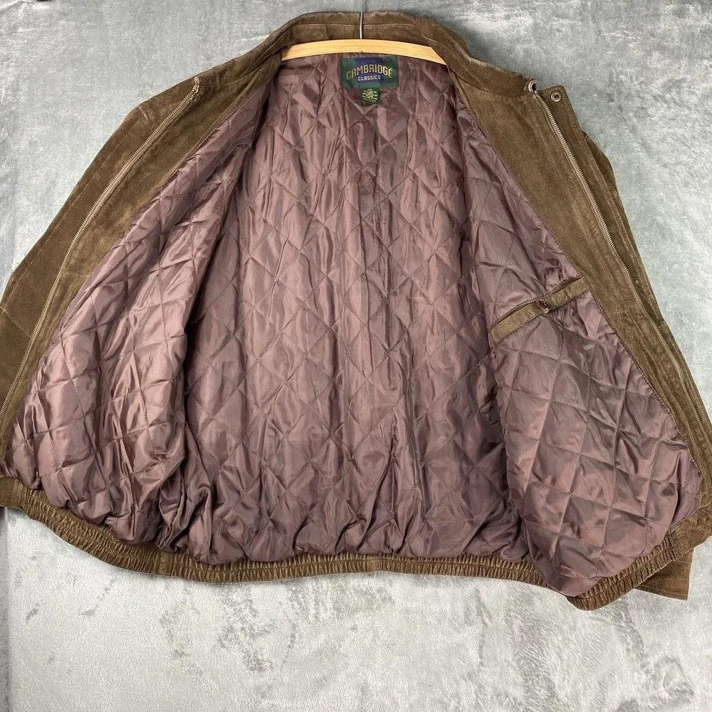 Vintage Cambridge Classics Jacket Mens Size XXL Brown Suede Leather Bomber 90s